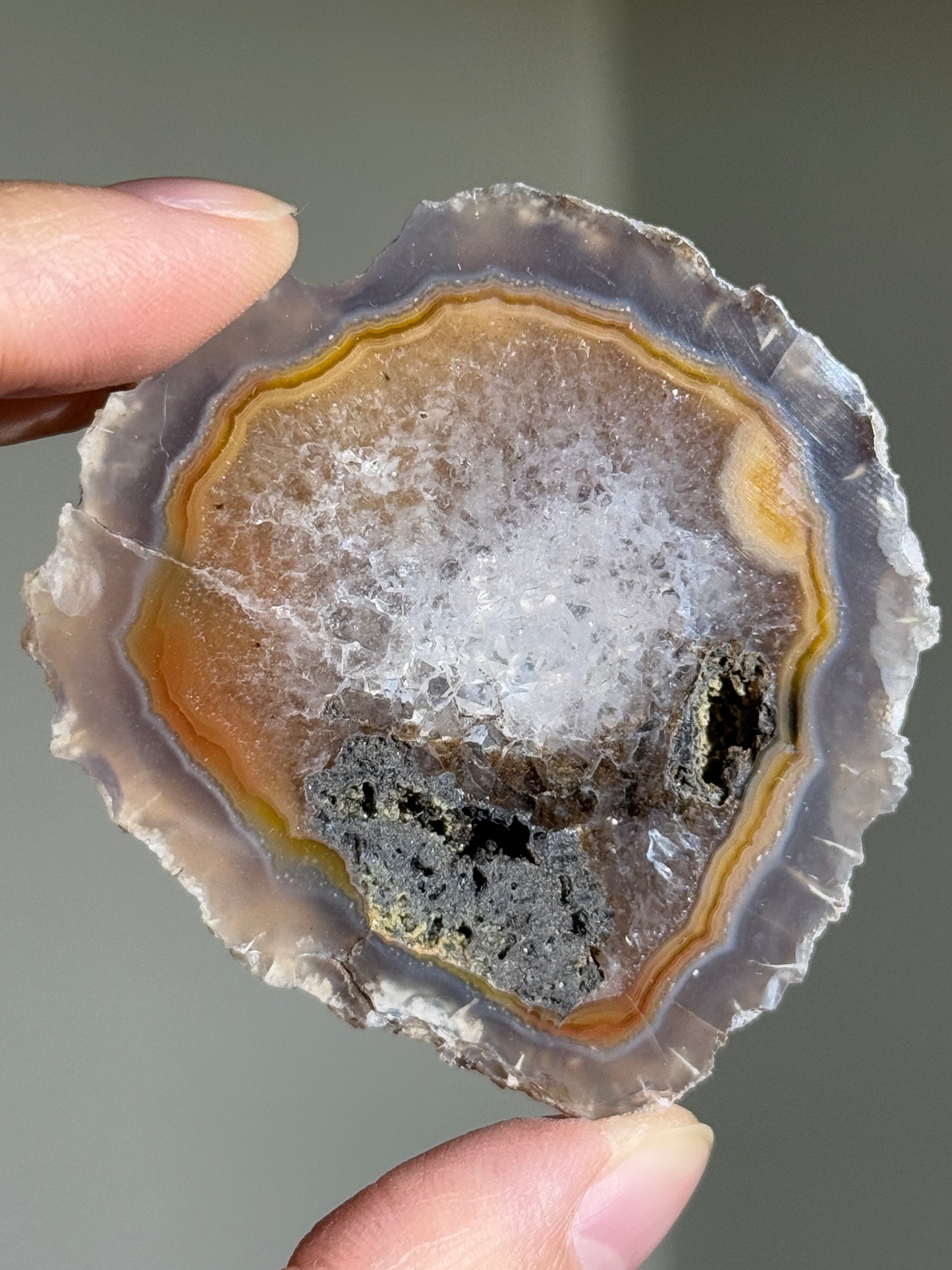 Large Quartzy Orange Banded Laguna Agate, Mexico