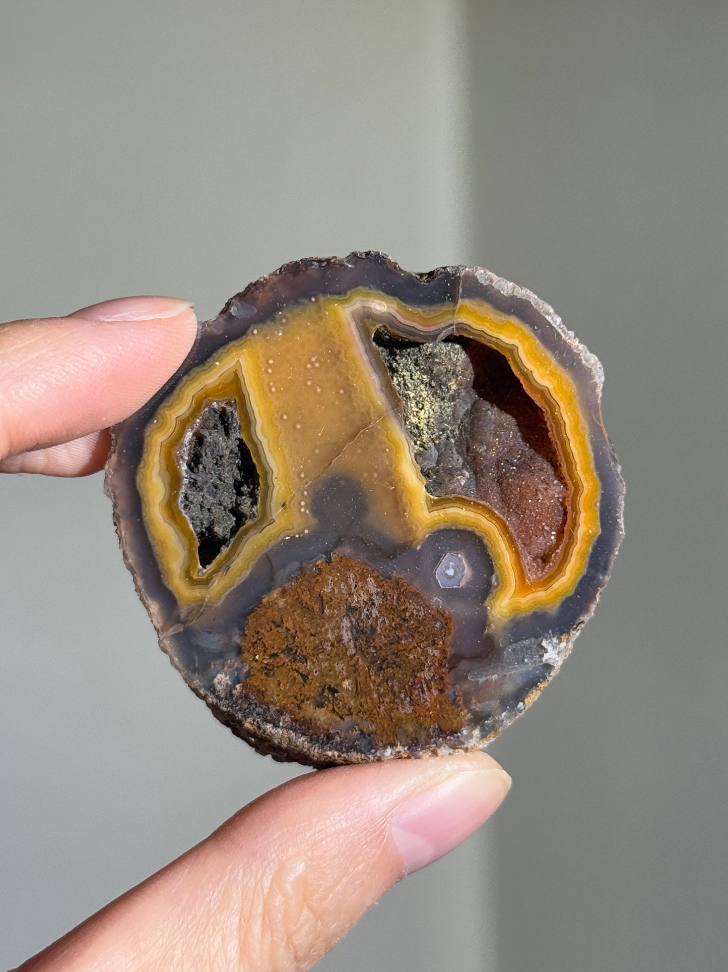 Double Druzy Yellow Laguna Agate, Mexico