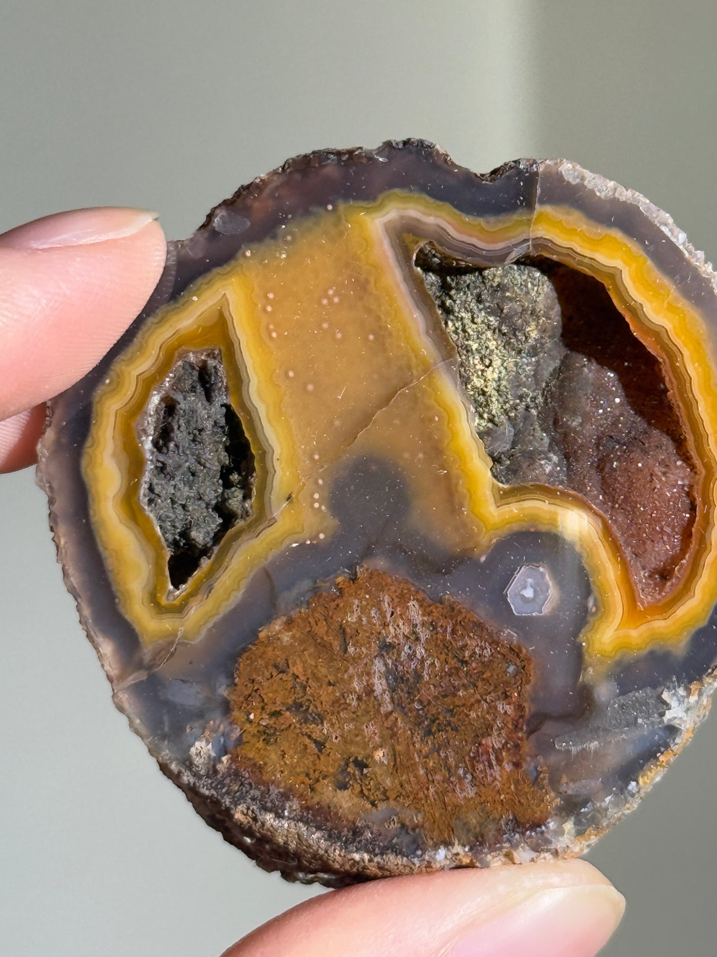 Double Druzy Yellow Laguna Agate, Mexico