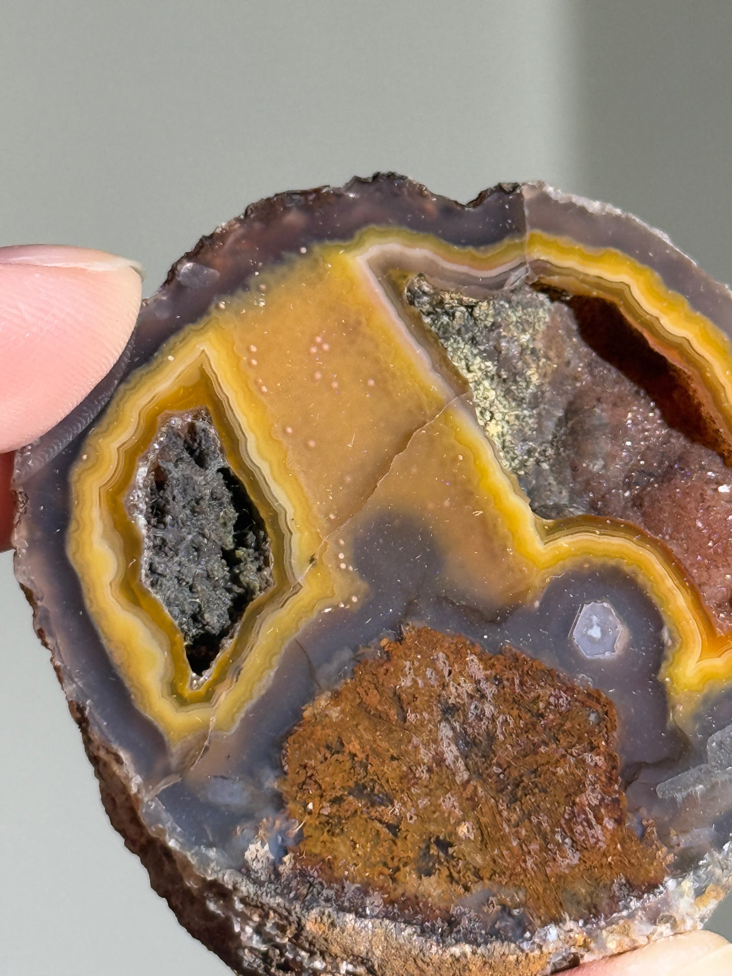 Double Druzy Yellow Laguna Agate, Mexico