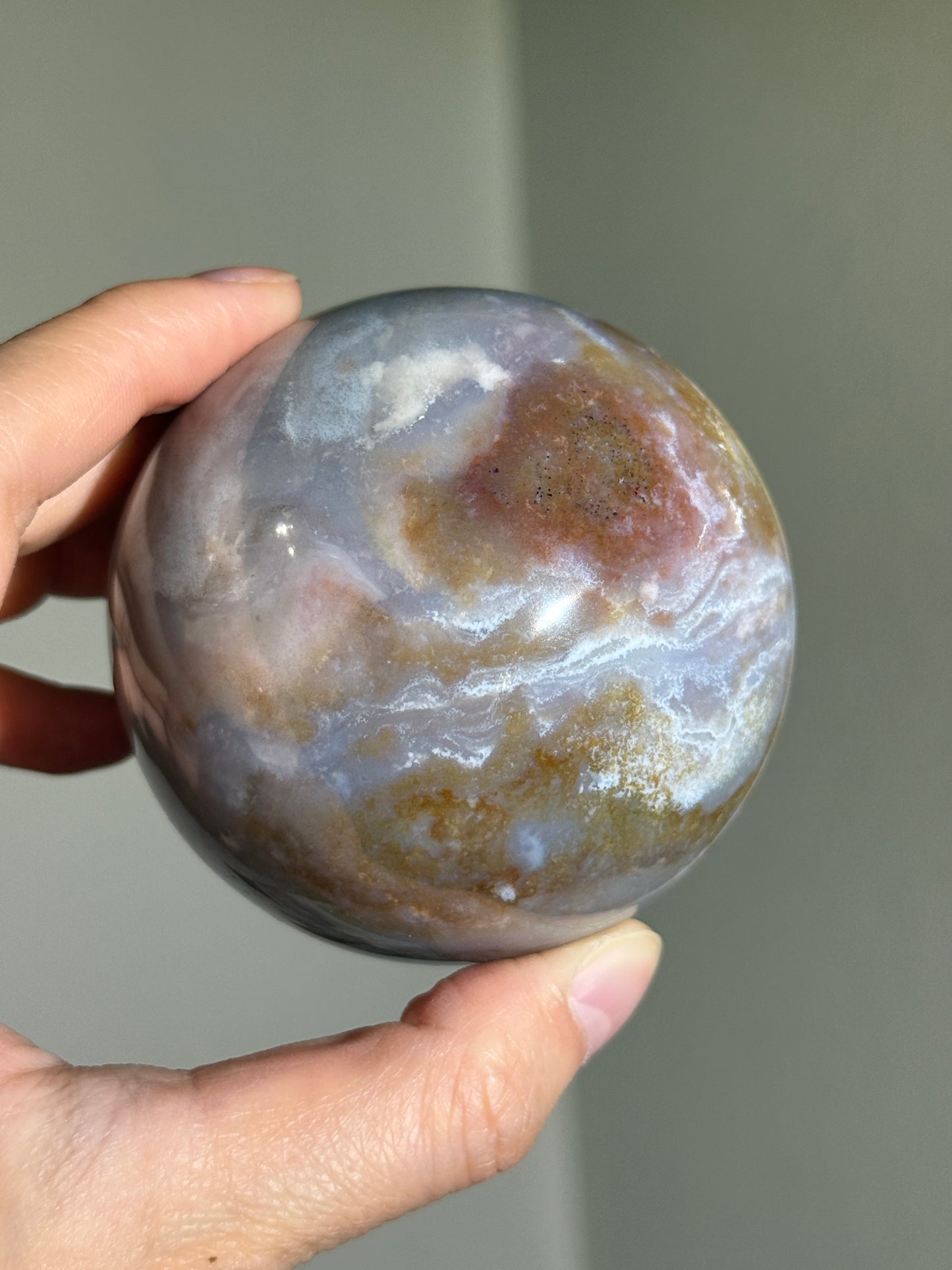 Large Moody Pastel Purple Pink Sea Jasper Sphere, Madagascar