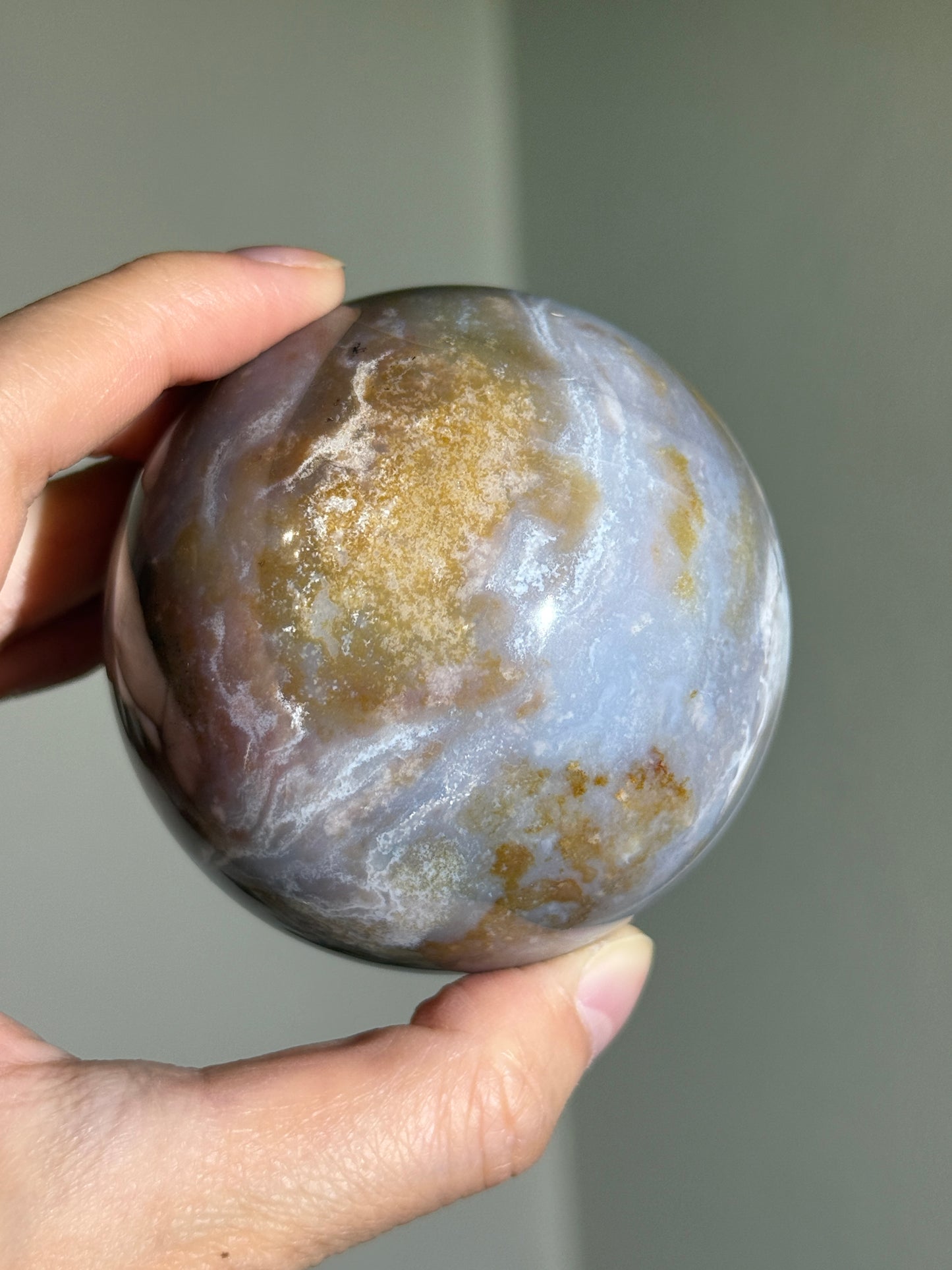 Large Moody Pastel Purple Pink Sea Jasper Sphere, Madagascar