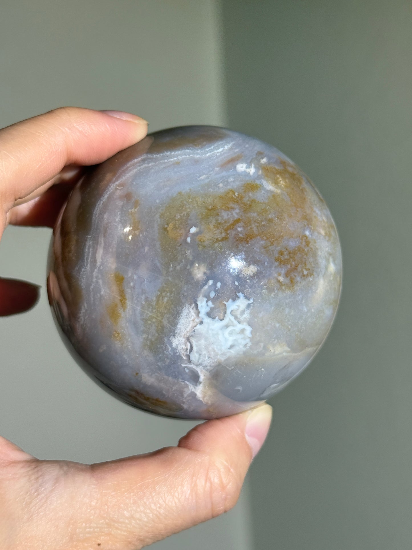 Large Moody Pastel Purple Pink Sea Jasper Sphere, Madagascar