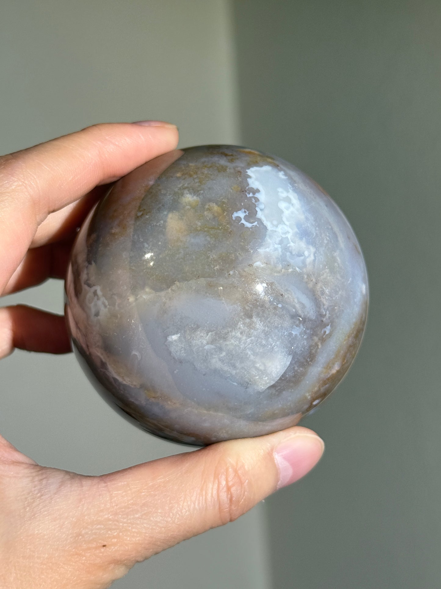 Large Moody Pastel Purple Pink Sea Jasper Sphere, Madagascar
