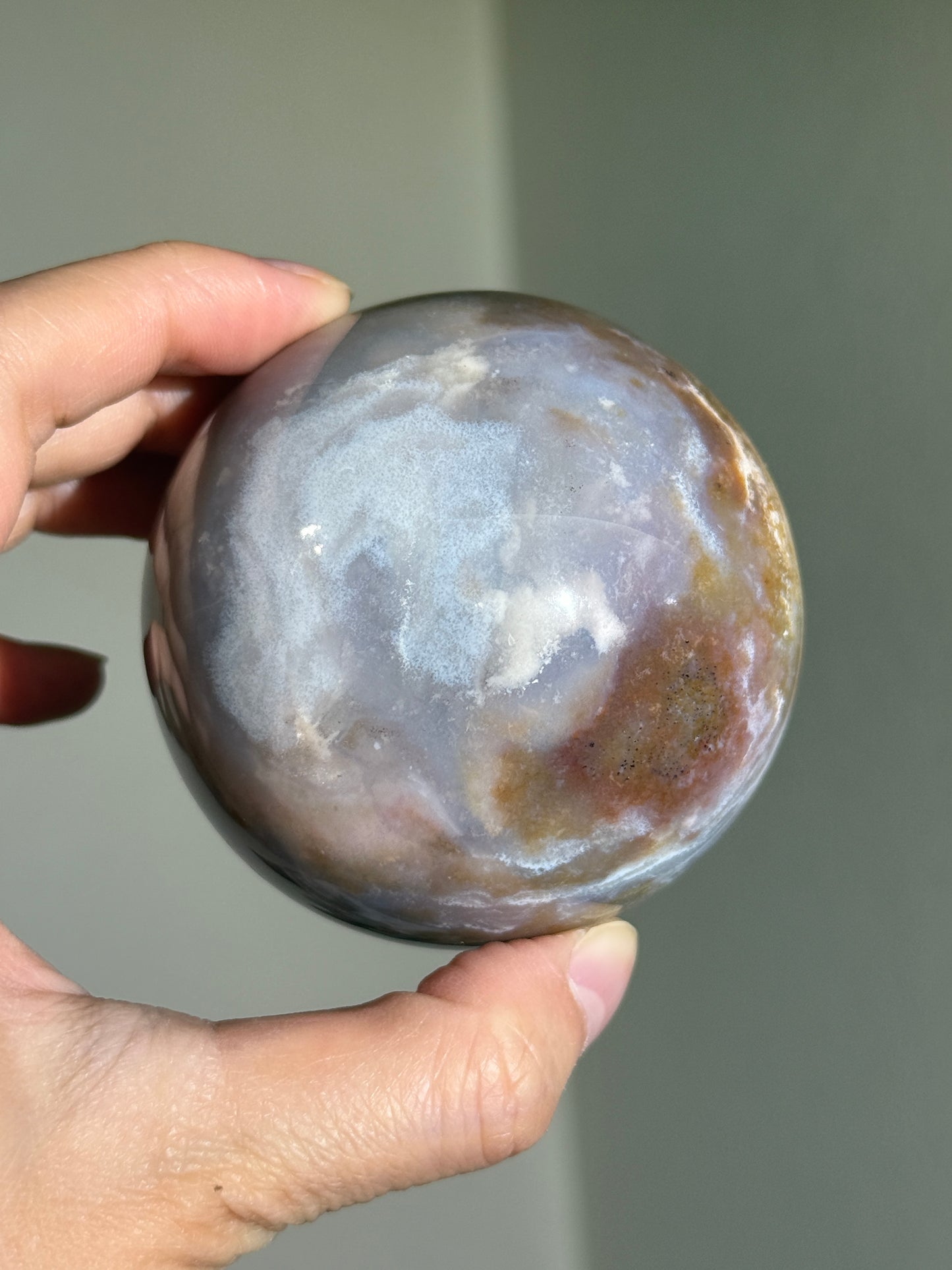 Large Moody Pastel Purple Pink Sea Jasper Sphere, Madagascar