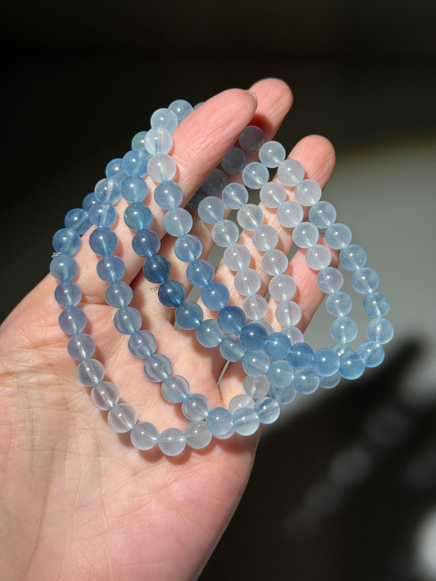 Gradient Aquamarine Bracelets, 7mm