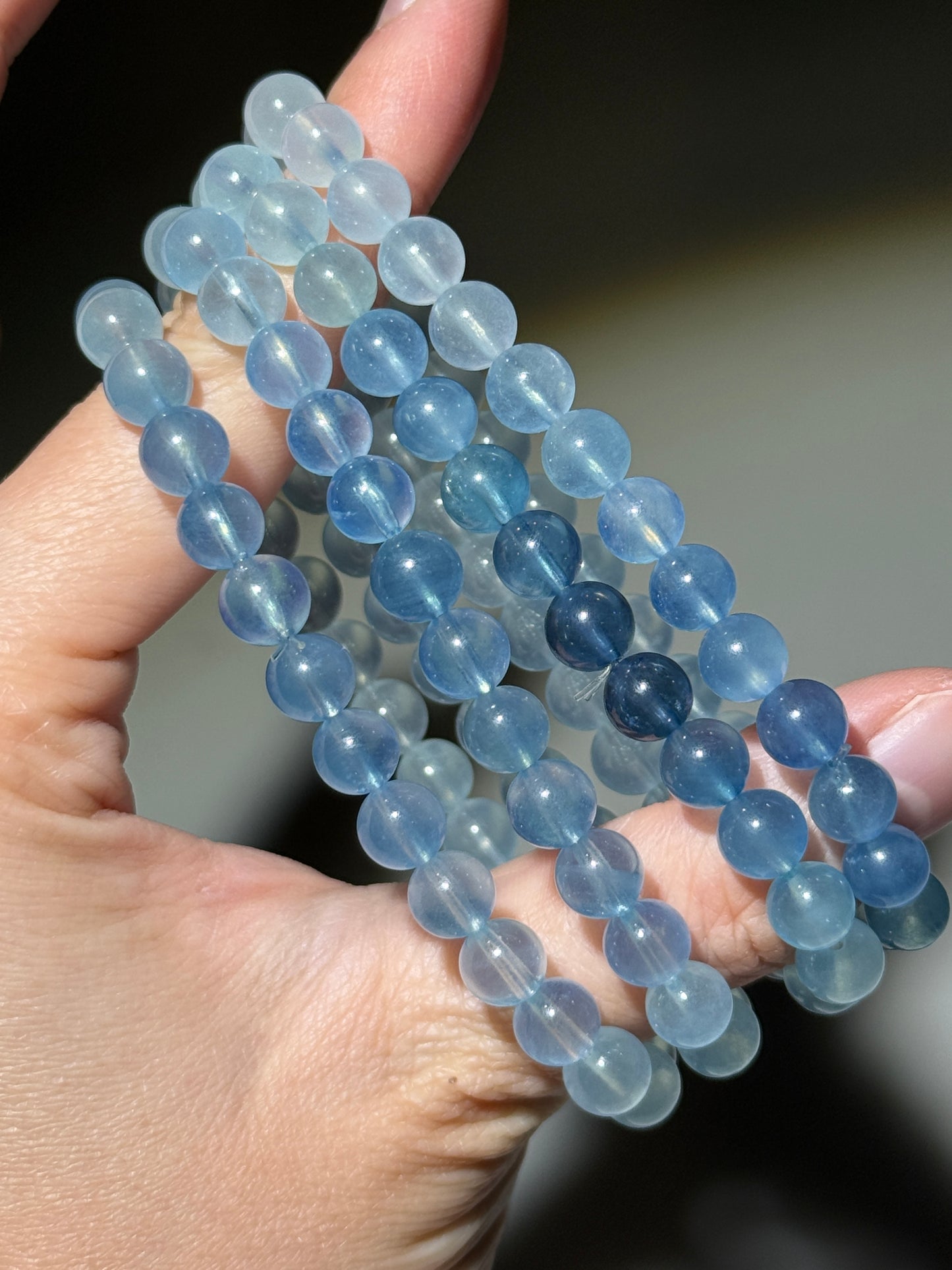 Gradient Aquamarine Bracelets, 7mm