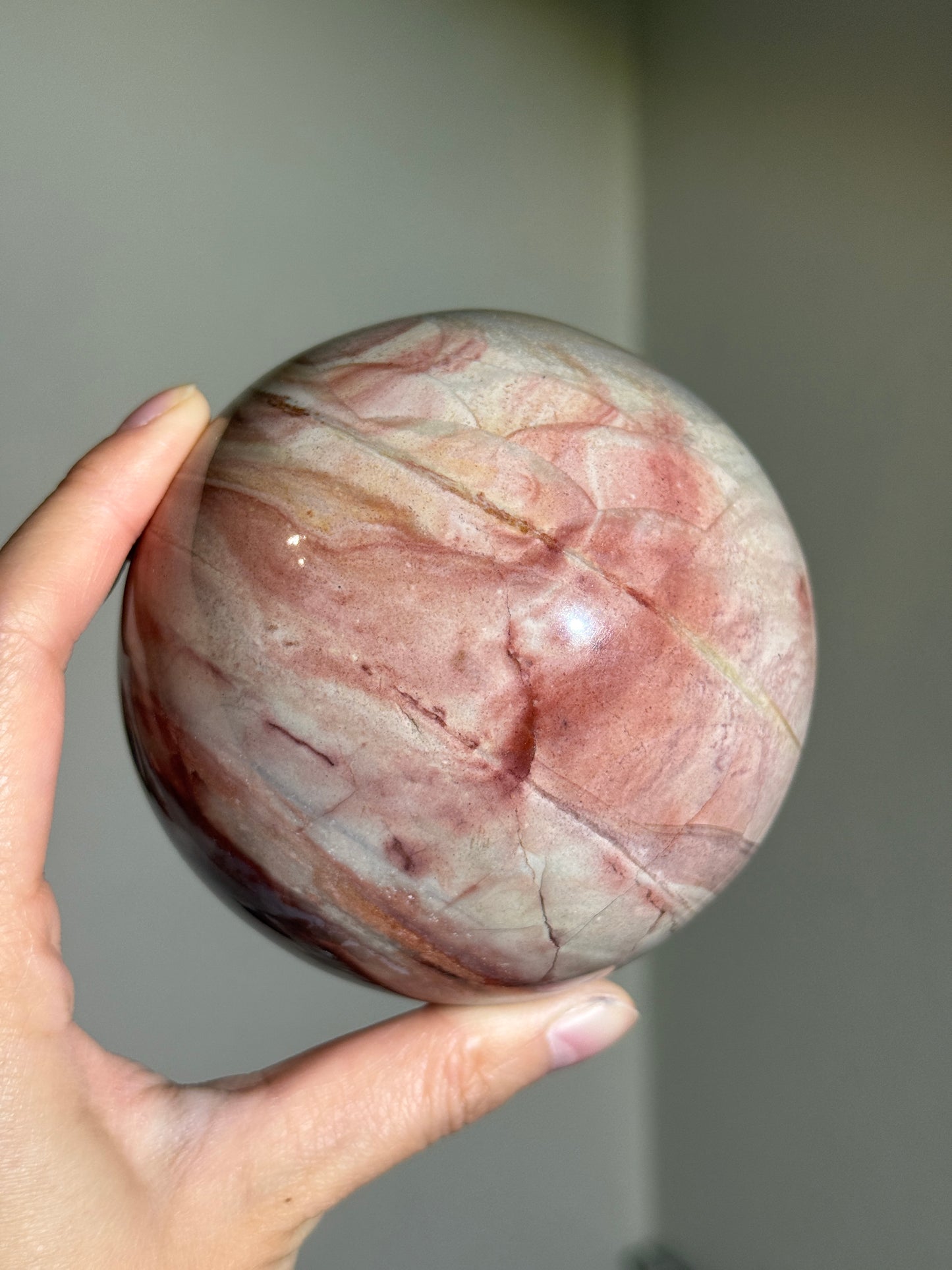 Statement Pink Polychrome Jasper Sphere, Madagascar