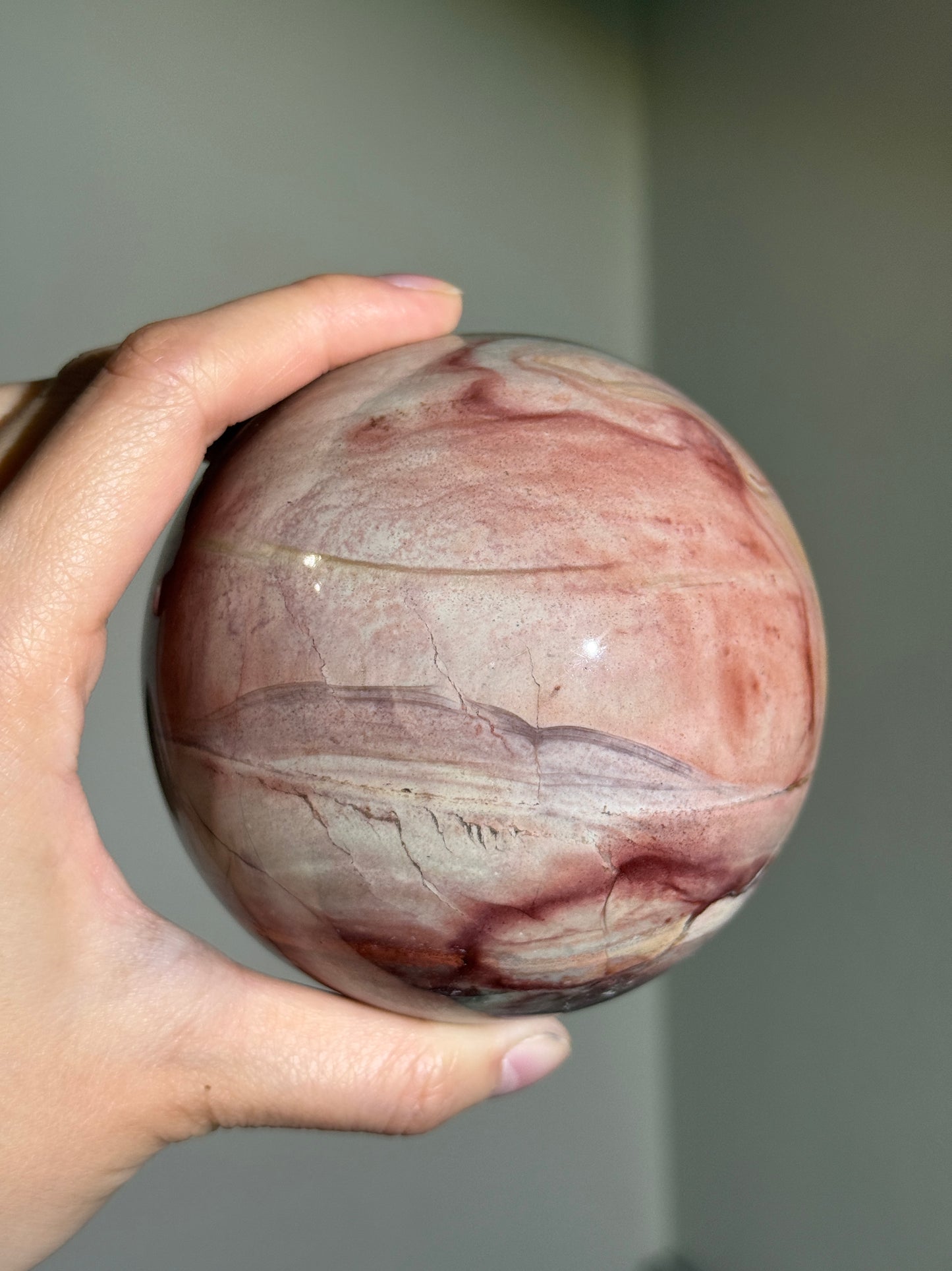 Statement Pink Polychrome Jasper Sphere, Madagascar