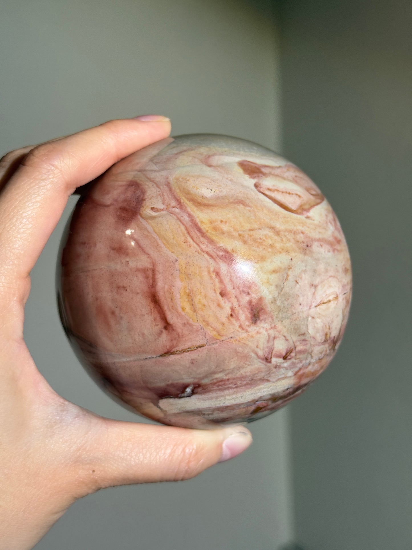 Statement Pink Polychrome Jasper Sphere, Madagascar
