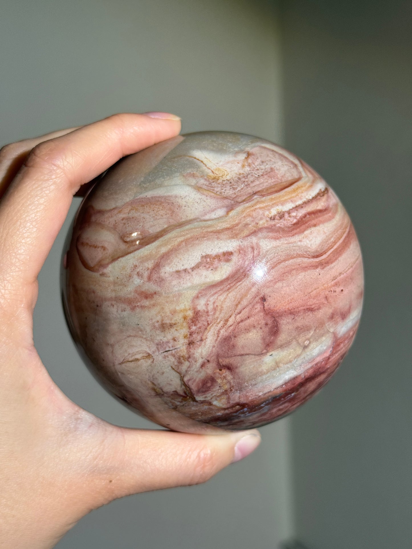 Statement Pink Polychrome Jasper Sphere, Madagascar