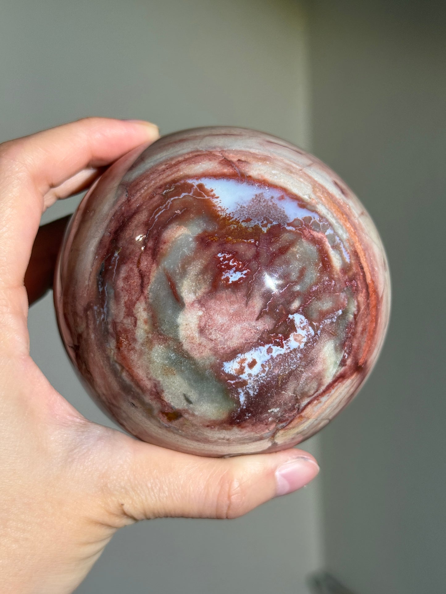 Statement Pink Polychrome Jasper Sphere, Madagascar