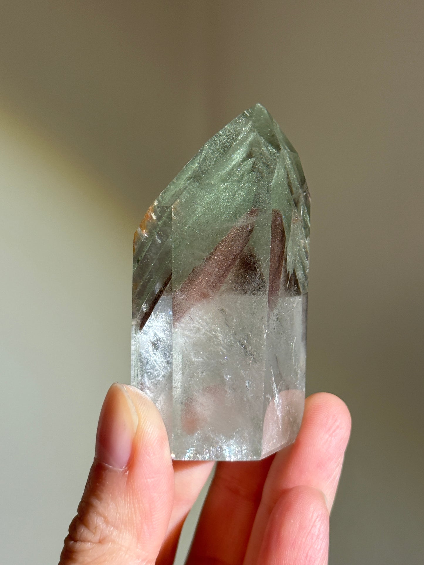 Large Layered Green Phantom Chlorite Tower, Brazil