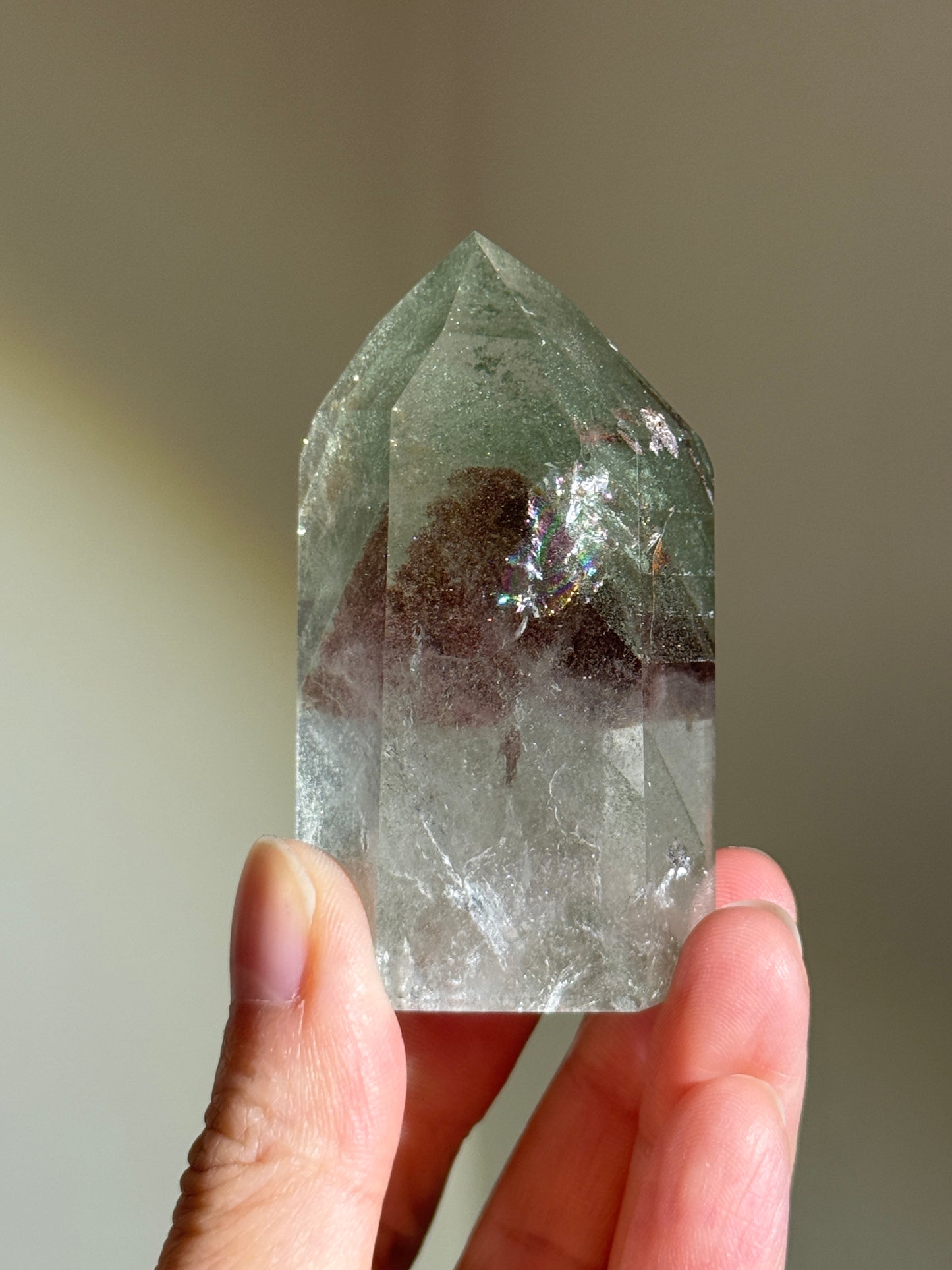 Large Layered Green Phantom Chlorite Tower, Brazil