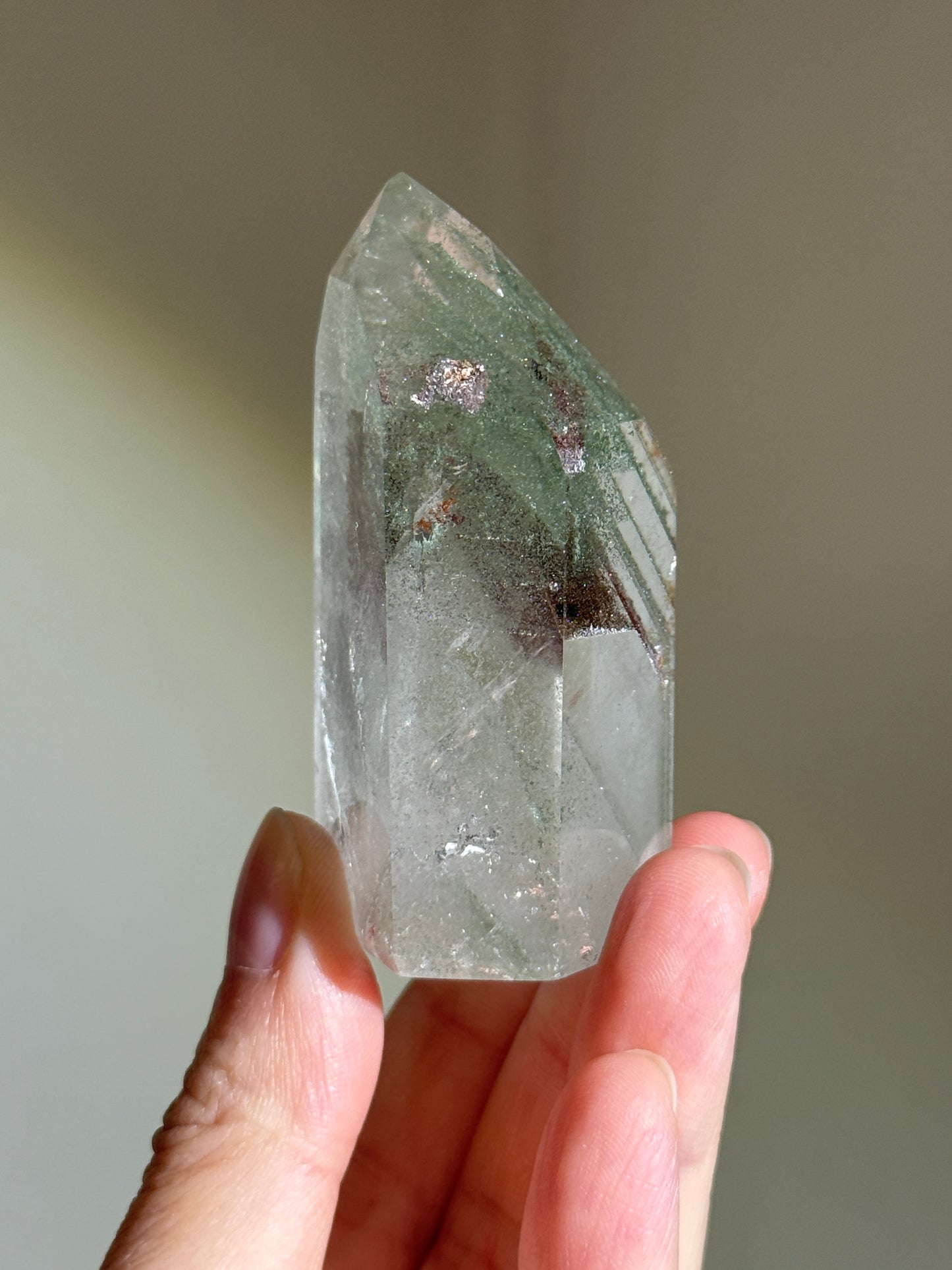 Large Layered Green Phantom Chlorite Tower, Brazil