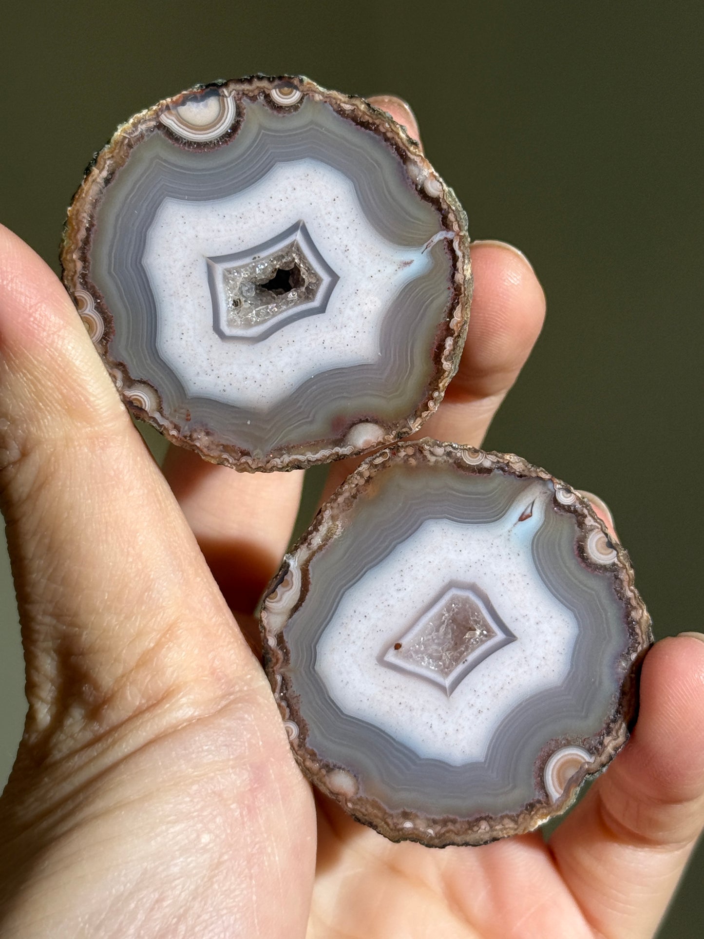 Uncommon Druzy Pink Zhanguo Agate Pair, China