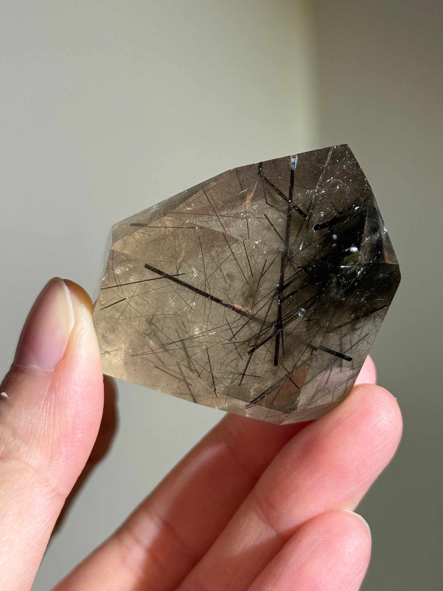 Black & Green Tourmaline in Citrine Freeform, Brazil