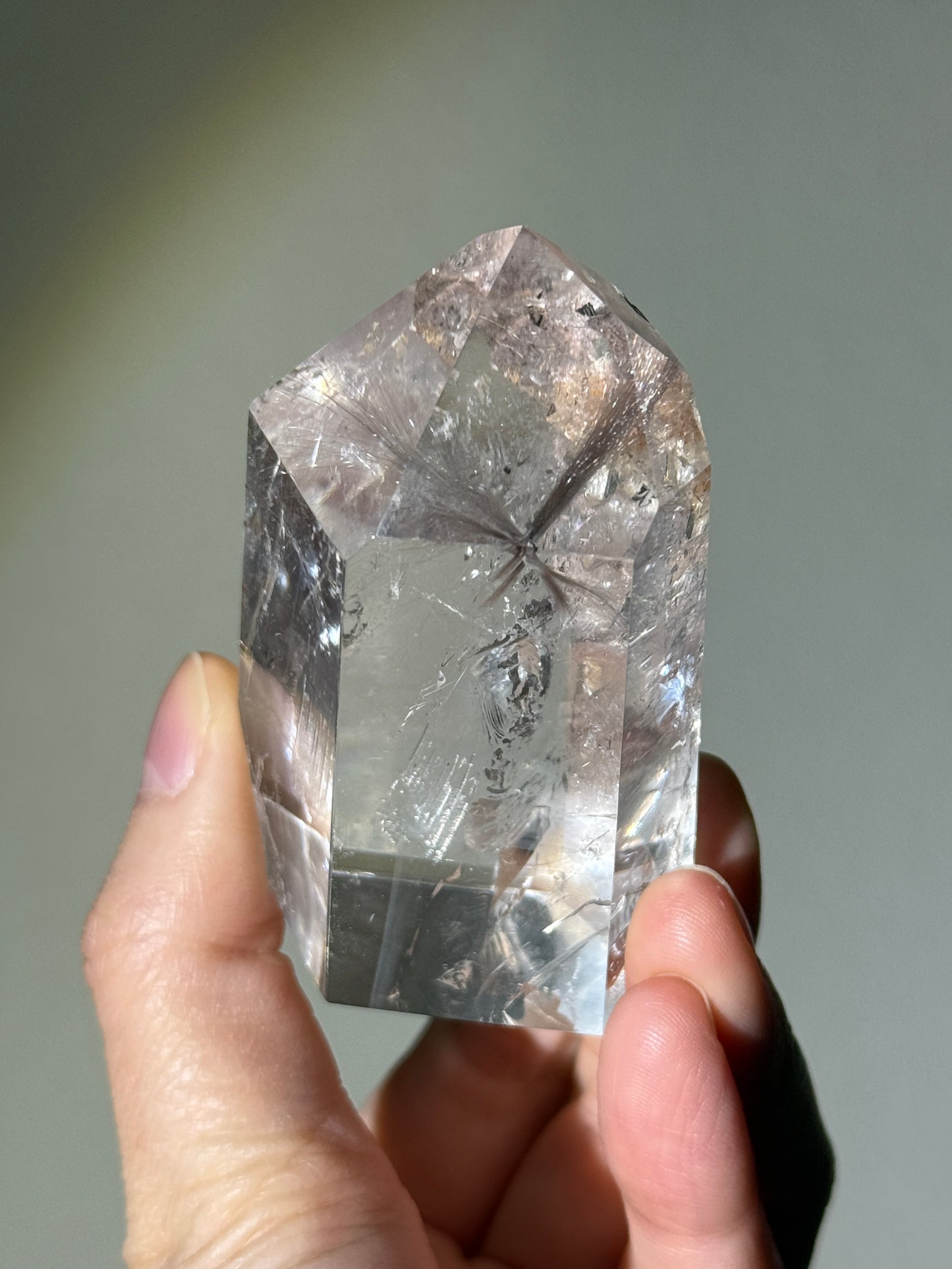 Rare Large Silver Starburst Rutile Tower With Manifestation, Brazil