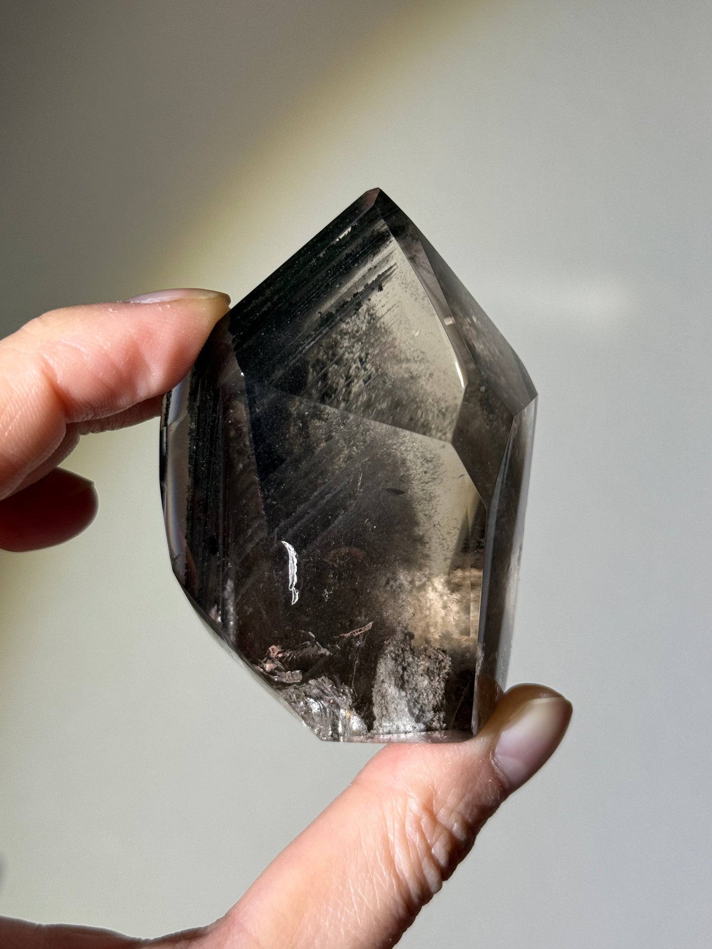 Large Chunky Dark Green Phantom Chlorite Quartz Tower, Brazil