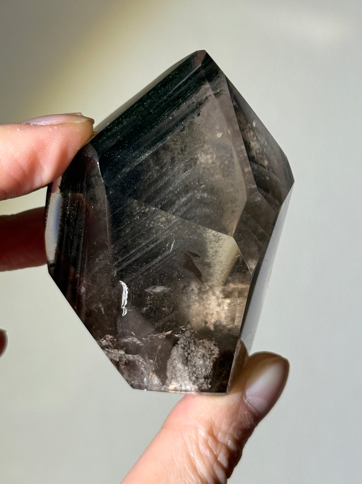 Large Chunky Dark Green Phantom Chlorite Quartz Tower, Brazil