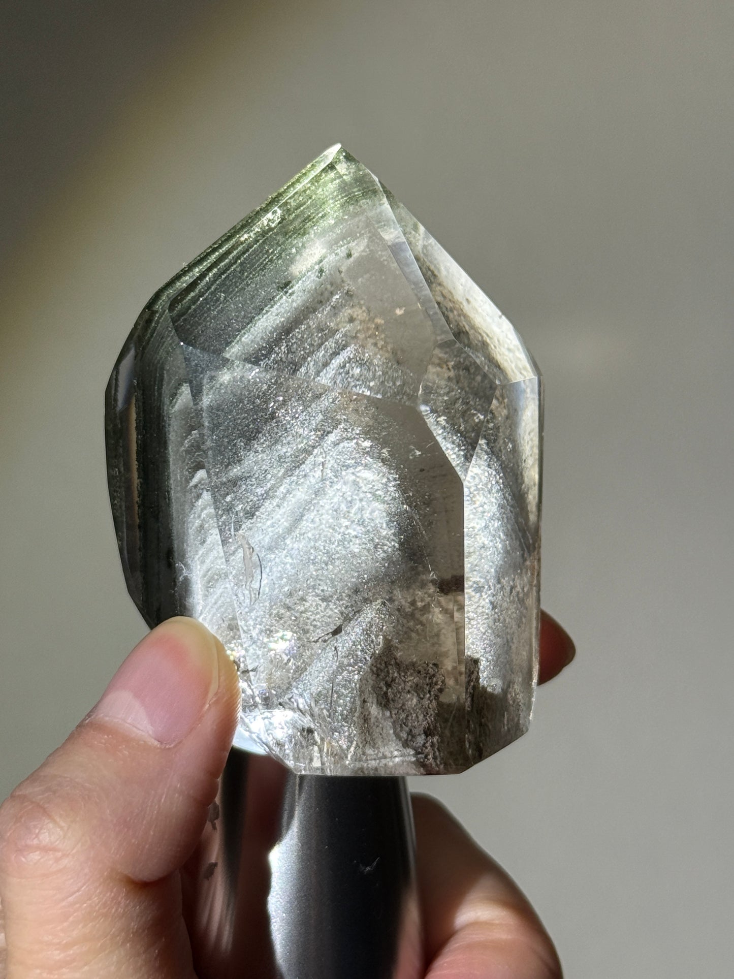 Large Chunky Dark Green Phantom Chlorite Quartz Tower, Brazil