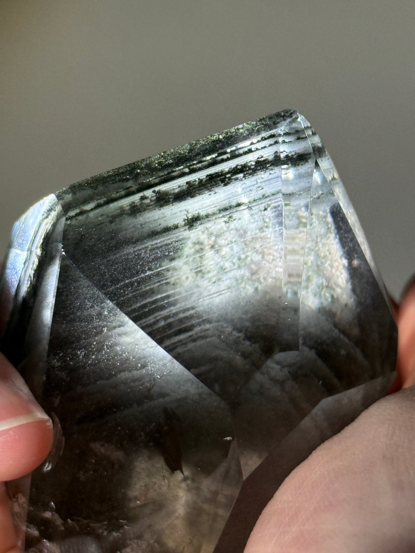 Large Chunky Dark Green Phantom Chlorite Quartz Tower, Brazil