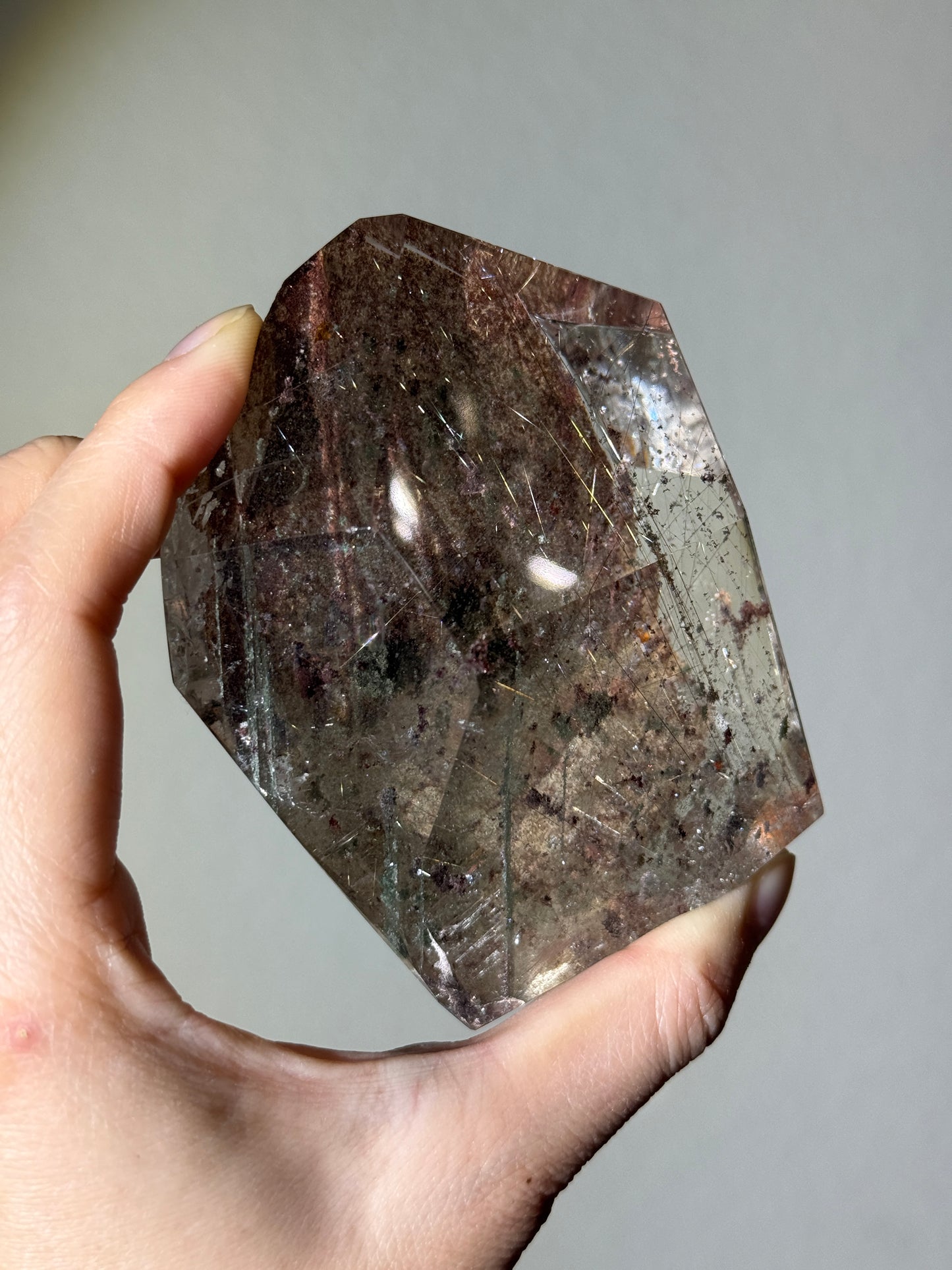 Statement Water Clear Garden Quartz Freeform With Golden Rutile, Brazil