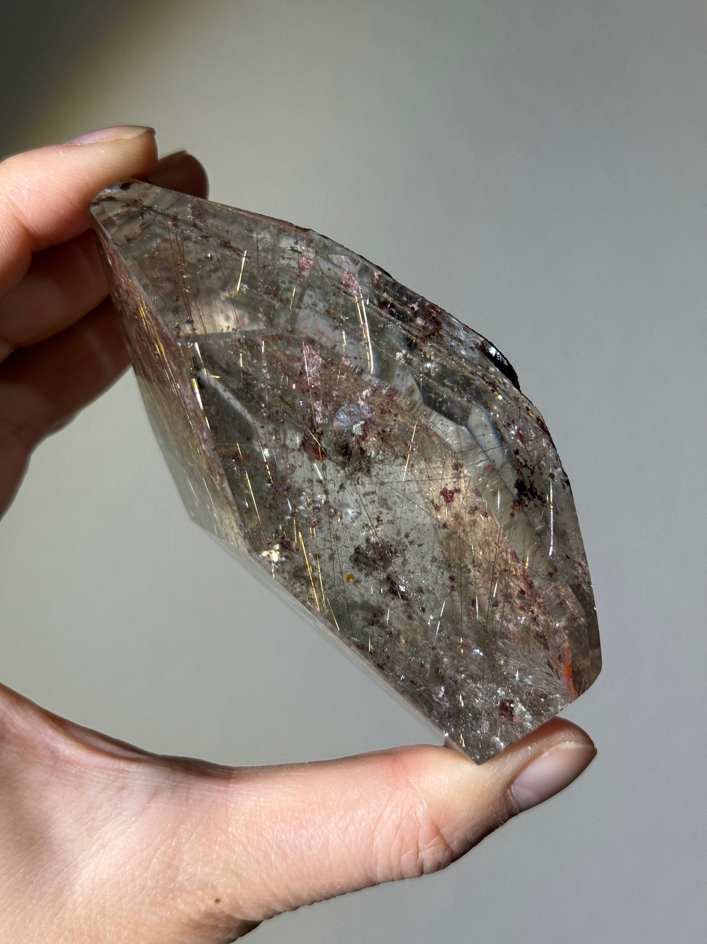 Statement Water Clear Garden Quartz Freeform With Golden Rutile, Brazil