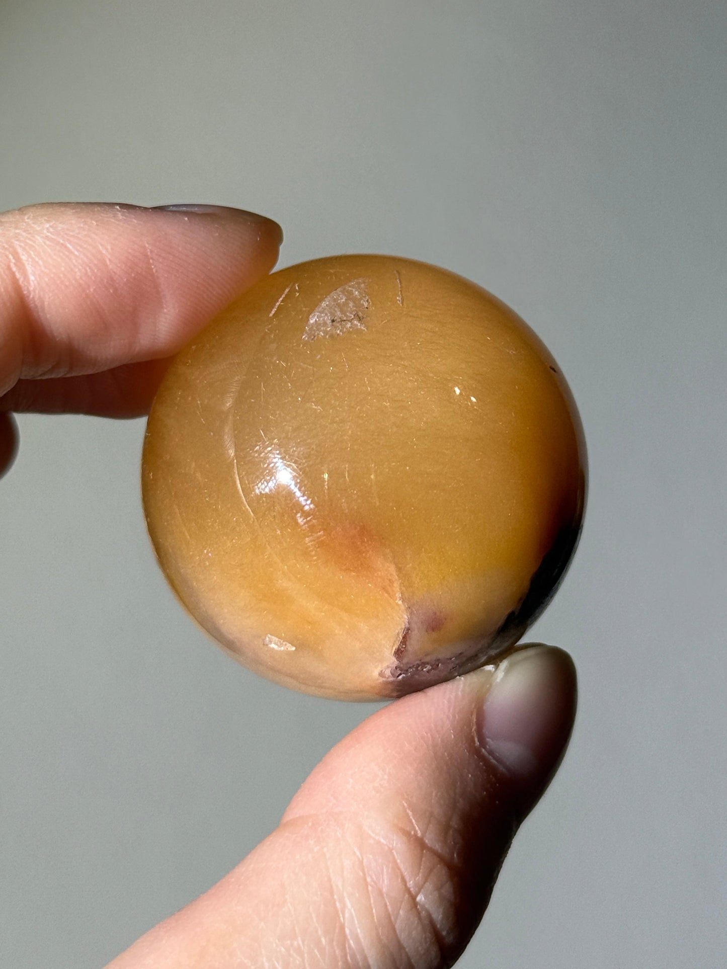 Rare Golden Fibrous Amphibole Quartz With Pink Lodalite Sphere, Brazil