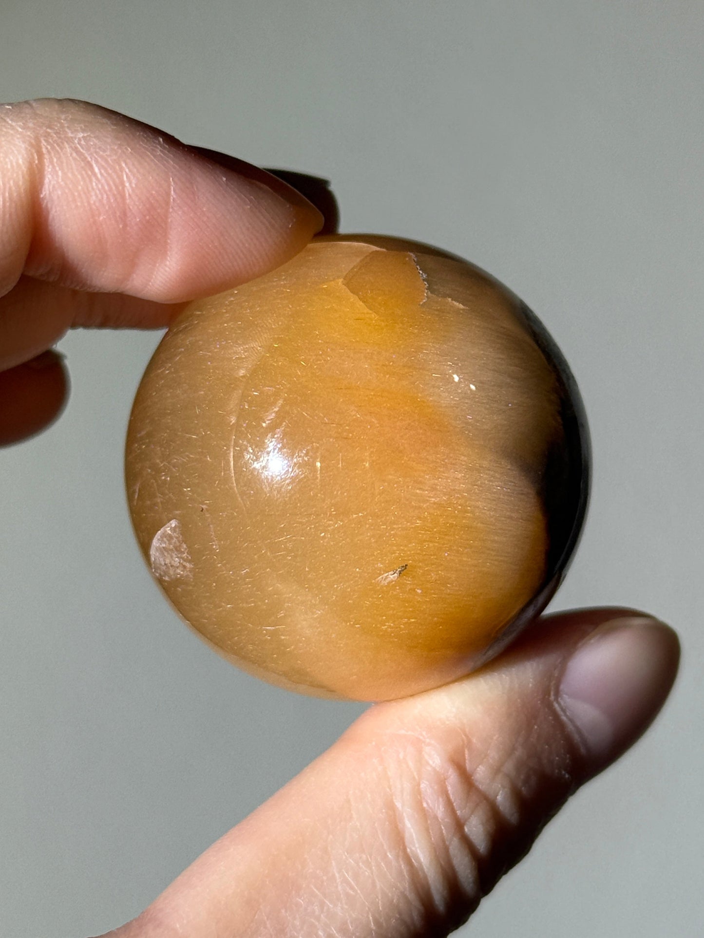 Rare Golden Fibrous Amphibole Quartz With Pink Lodalite Sphere, Brazil