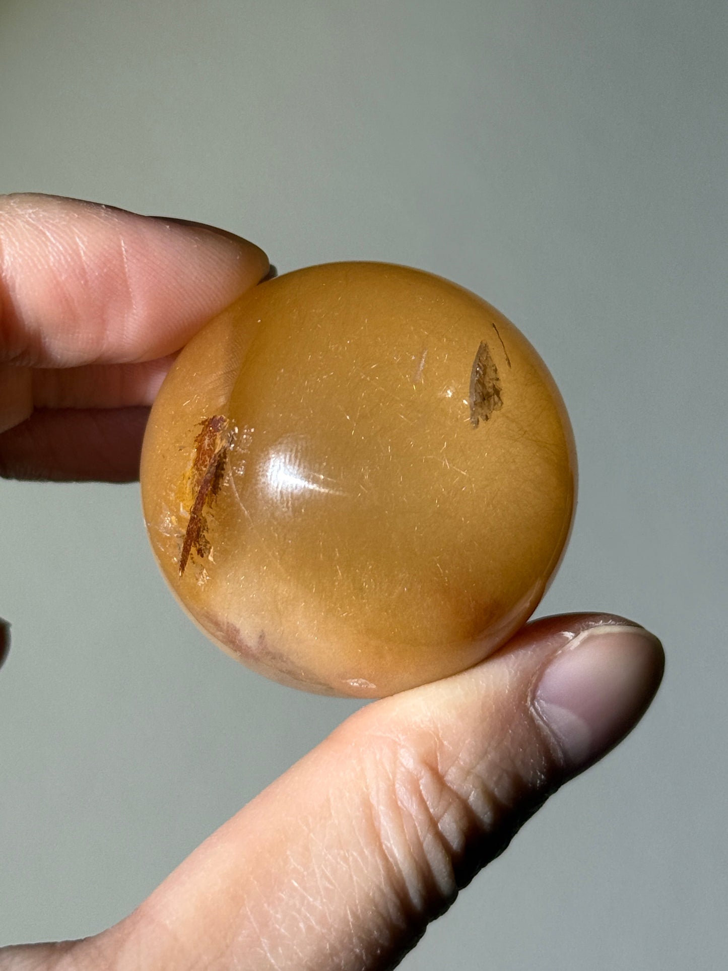 Rare Golden Fibrous Amphibole Quartz With Pink Lodalite Sphere, Brazil