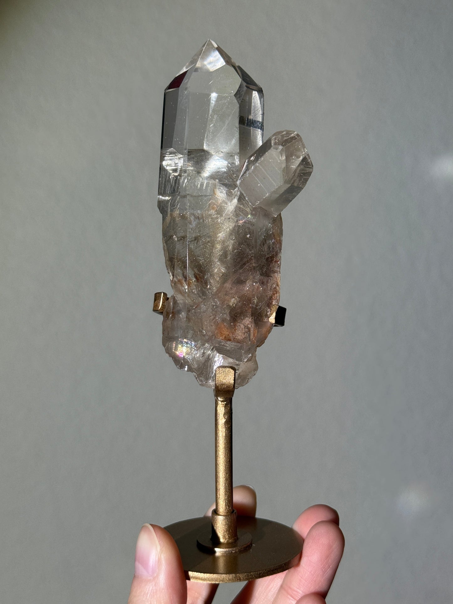 Water Clear Silver Rutile Point With Big Penetrator Quartz, Brazil