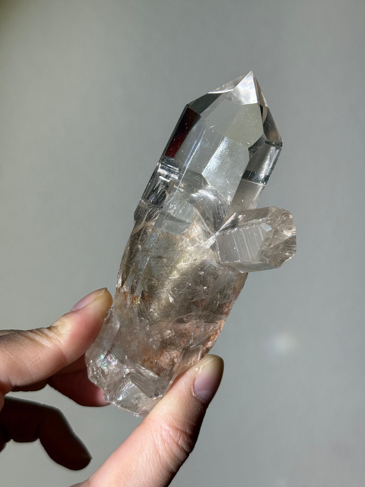 Water Clear Silver Rutile Point With Big Penetrator Quartz, Brazil