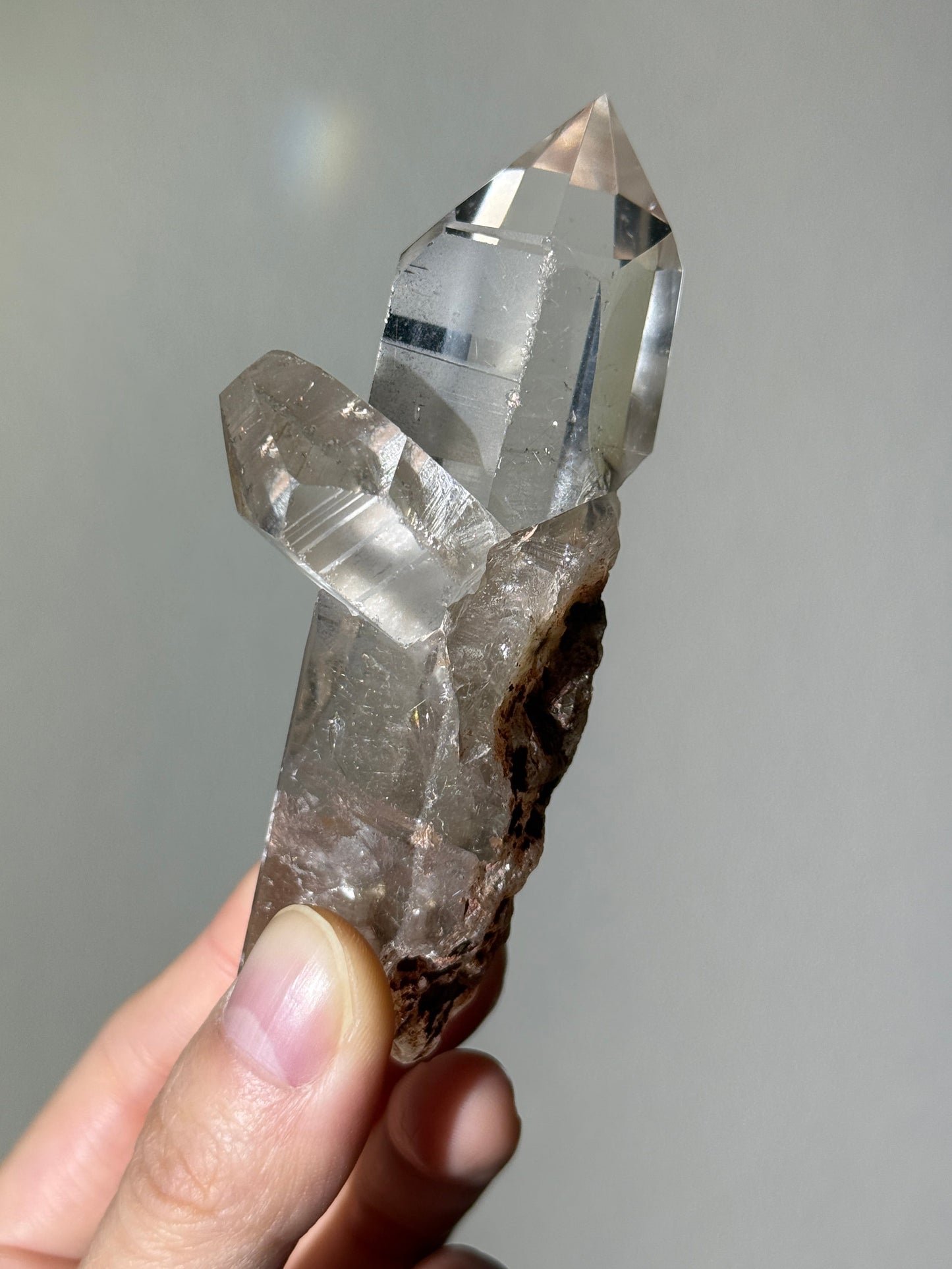 Water Clear Silver Rutile Point With Big Penetrator Quartz, Brazil