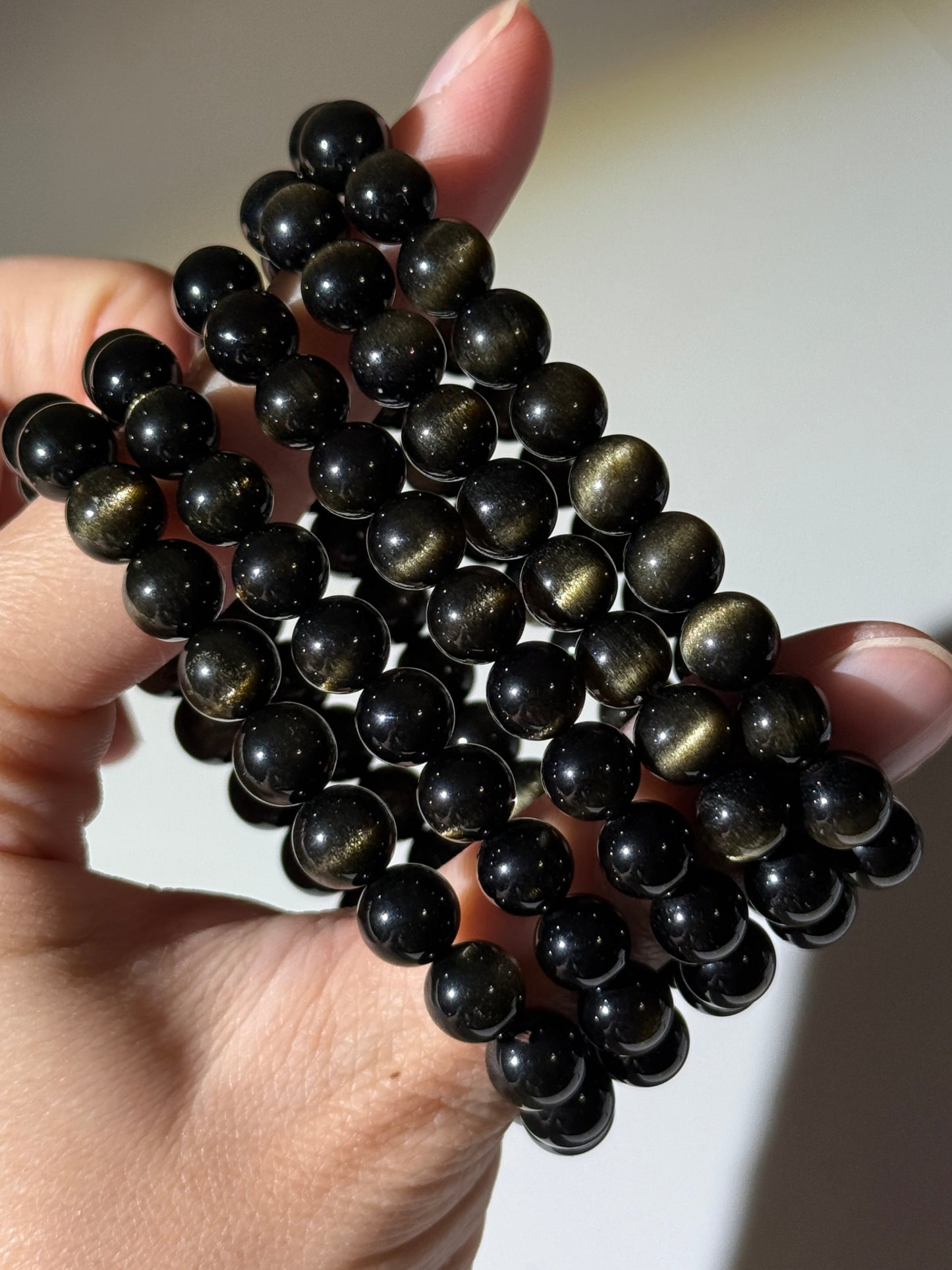 High Quality Cat Eye Golden Sheen Obsidian Bracelets, 7mm & 8 mm