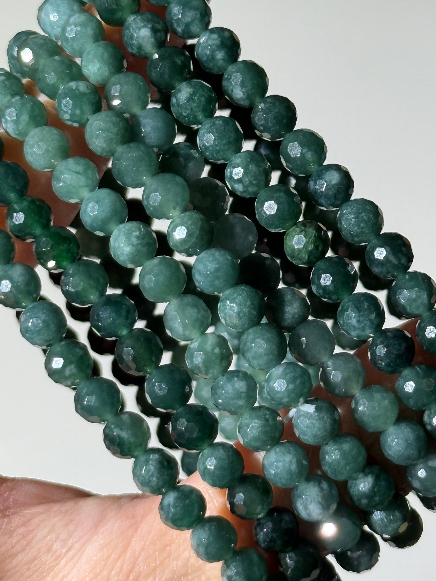 Faceted Dark Green Jade Bracelets, 5mm