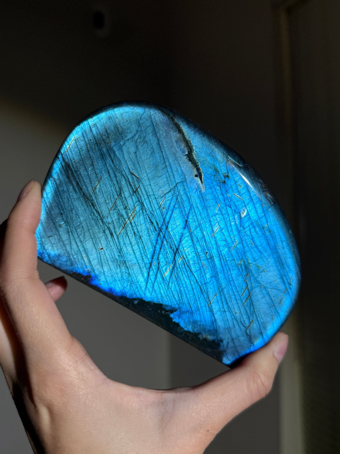 Statement Electric Blue Full Flash Labradorite Freeform, Madagascar