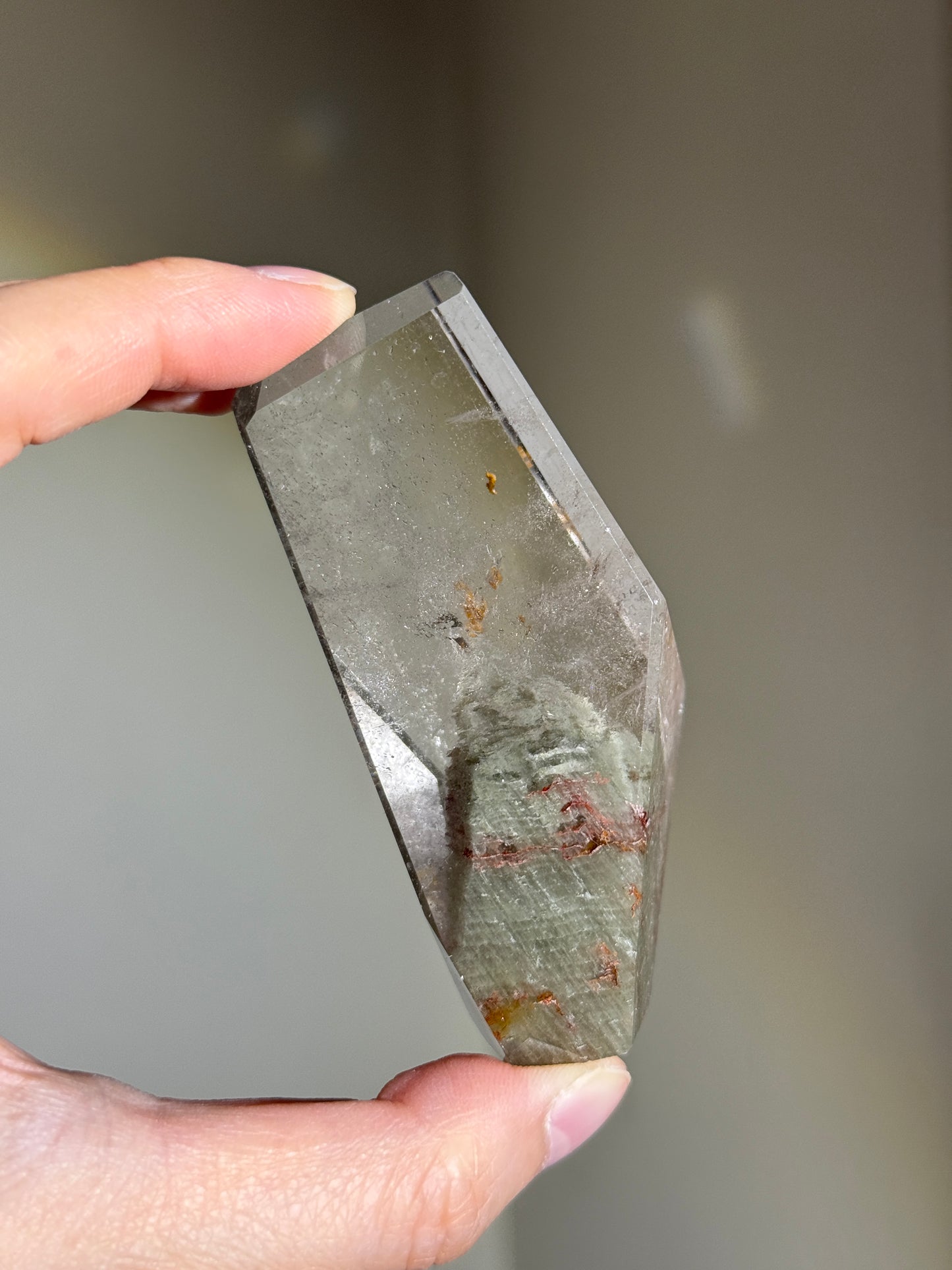 Large Green Layered Garden Quartz Freeform, Zambia
