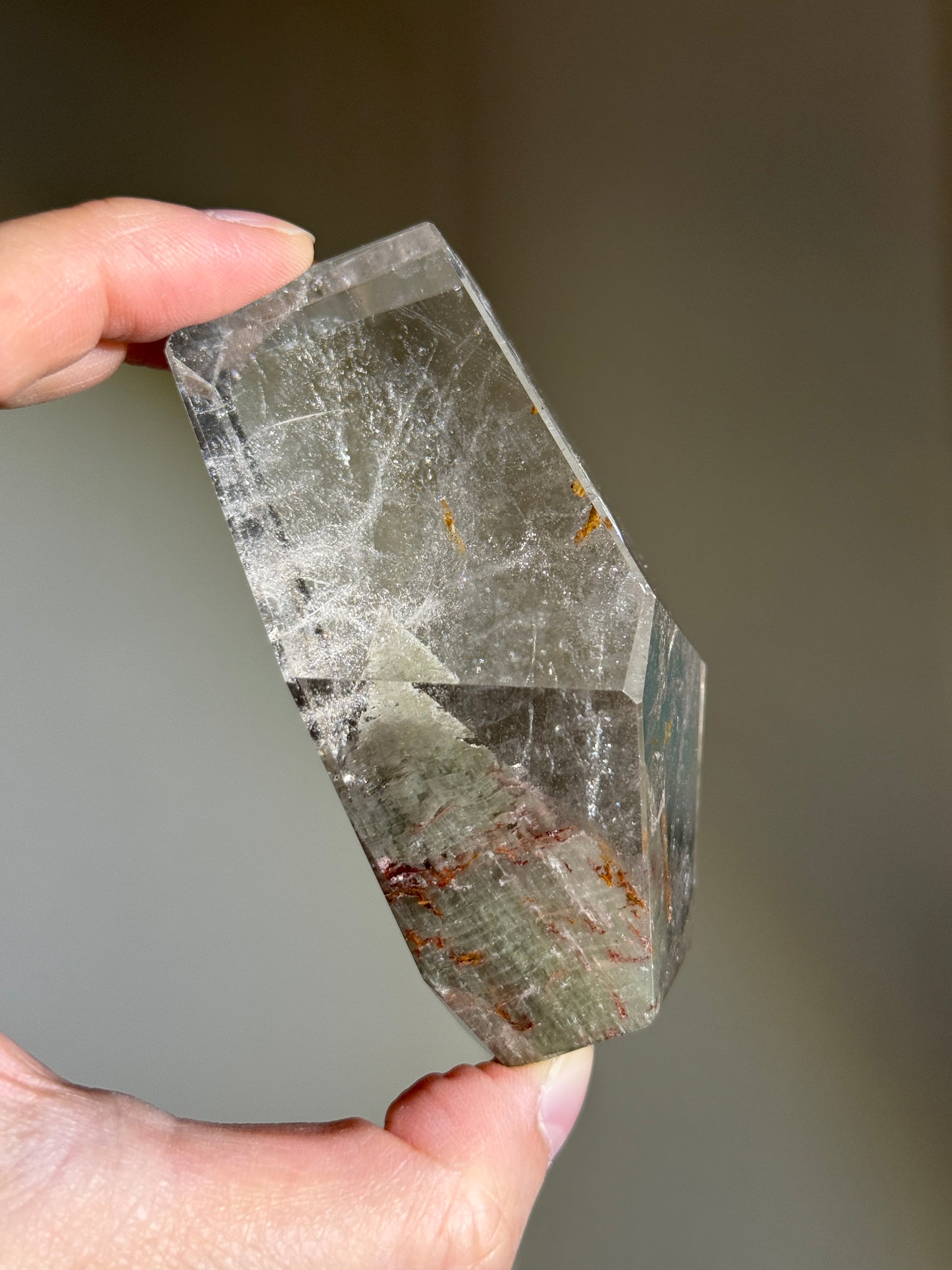 Large Green Layered Garden Quartz Freeform, Zambia