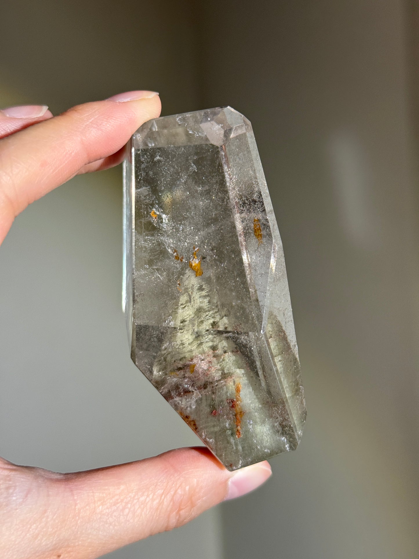 Large Green Layered Garden Quartz Freeform, Zambia