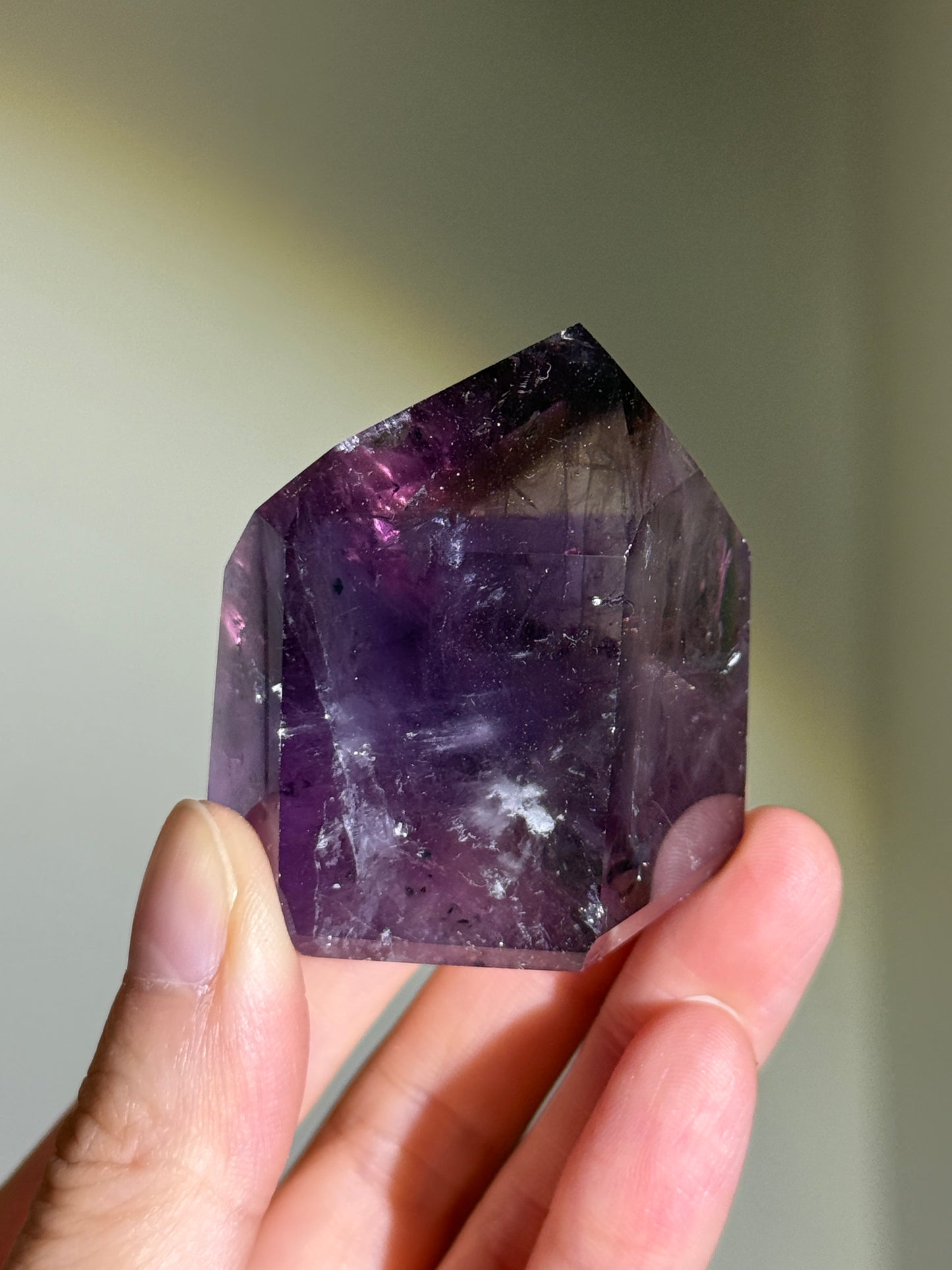 High Quality Phantom Ametrine Tower With Hollandite, Brazil