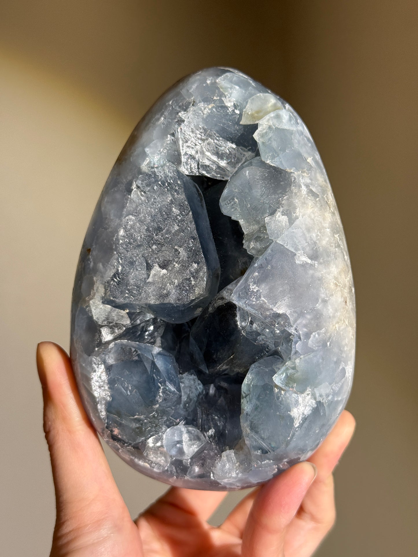 Statement Druzy Celestite Egg, Madagascar