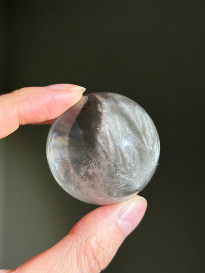 Rare Collector's Grade Gray Amphibole Quartz Sphere, Brazil