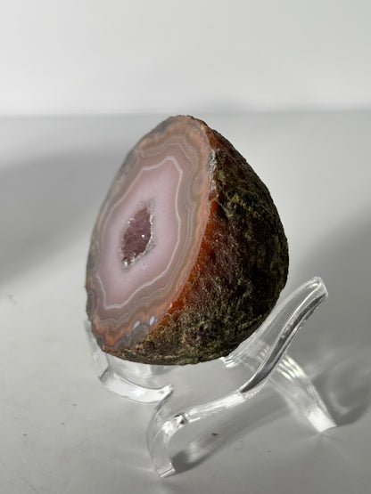 High Quality Large Pink Druzy Zhanguo Agate Pair, China