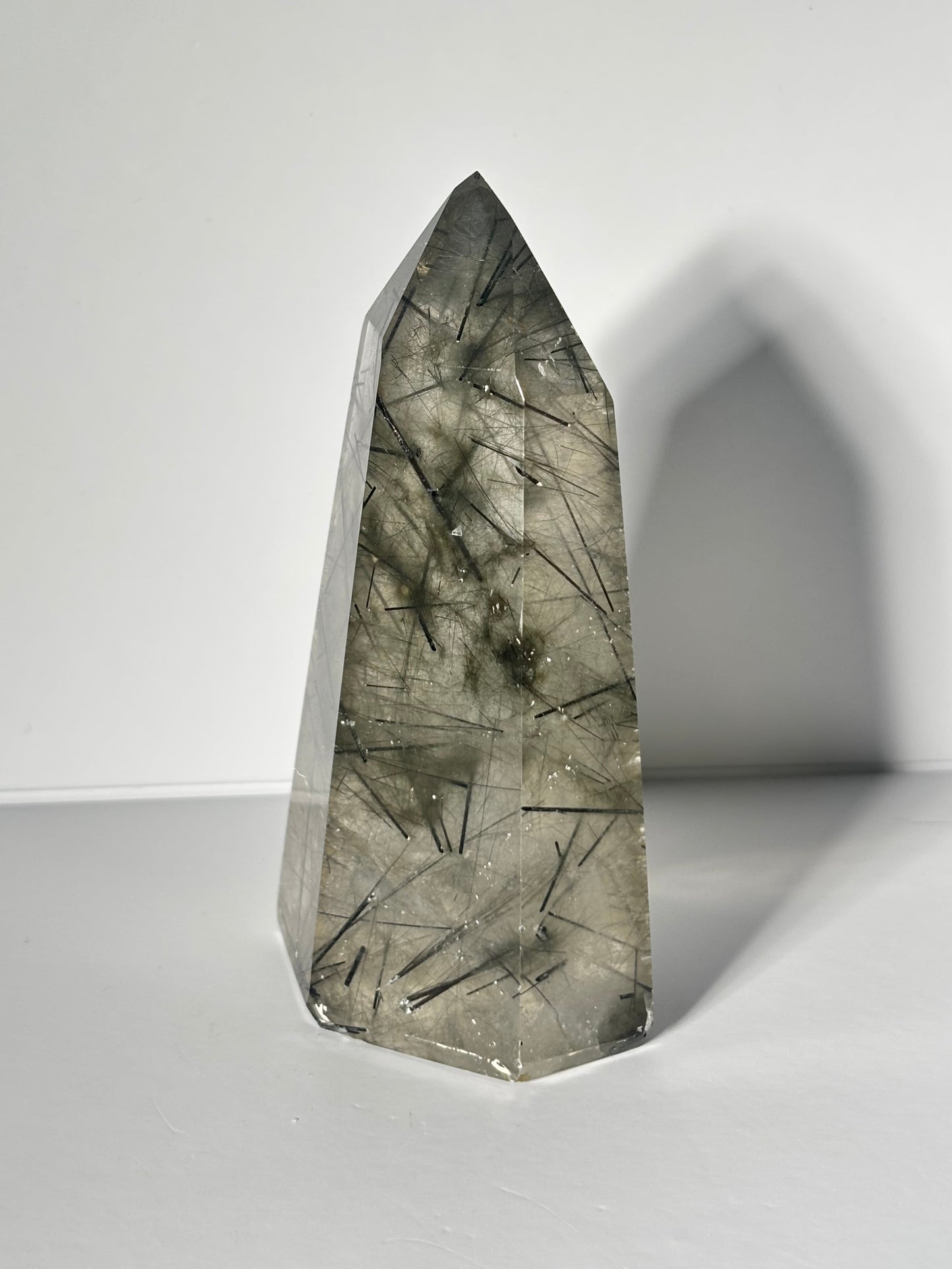 High Quality Large Green & Black Tourmaline in Quartz Tower, Brazil