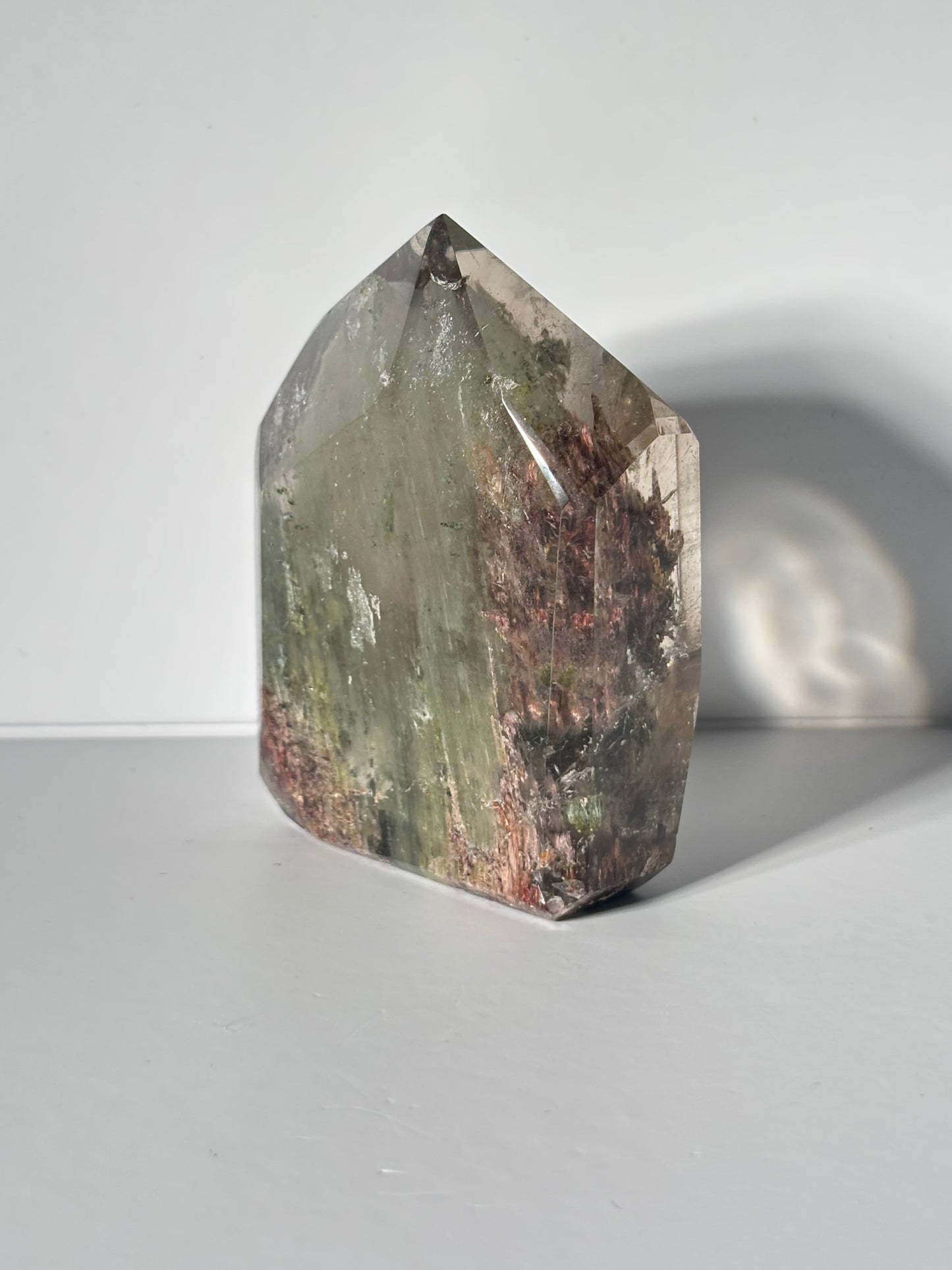 Large Collector’s Grade Bicolor Epidote x Green Amphibole Quartz Tower, Zambia