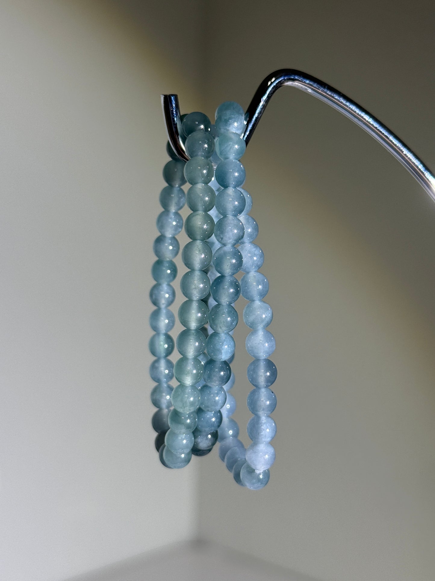 High Quality Translucent Blue Water Jade Bracelets, 6mm