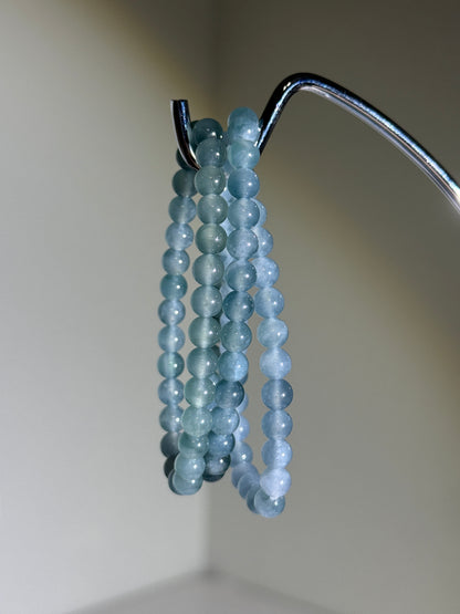 High Quality Translucent Blue Water Jade Bracelets, 6mm