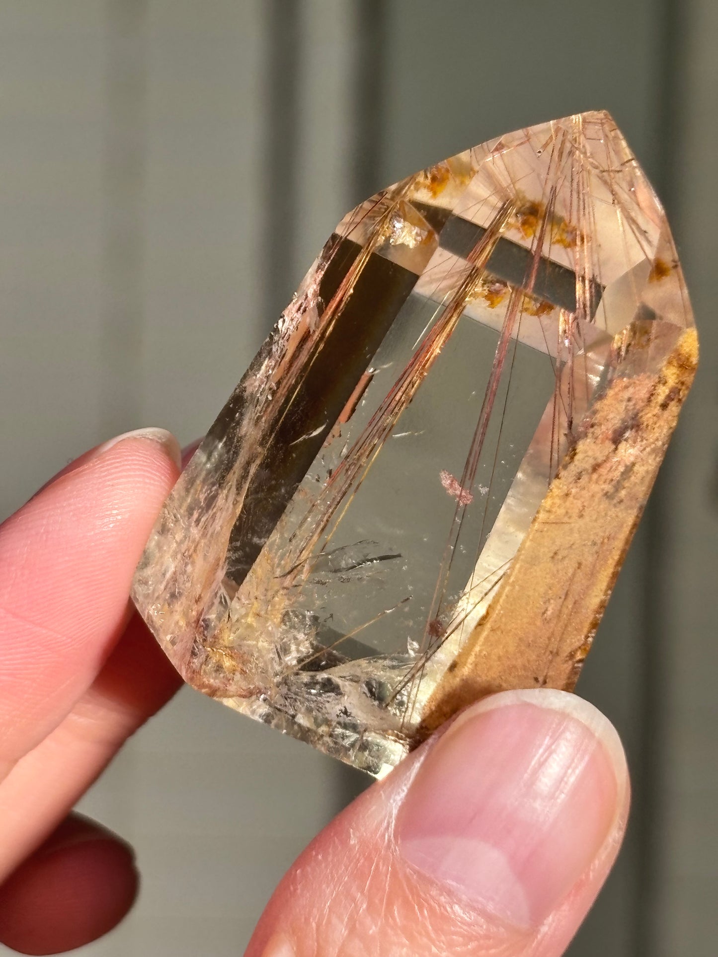 High Quality Peach Orange Lodalite With Rutile Tower, Brazil