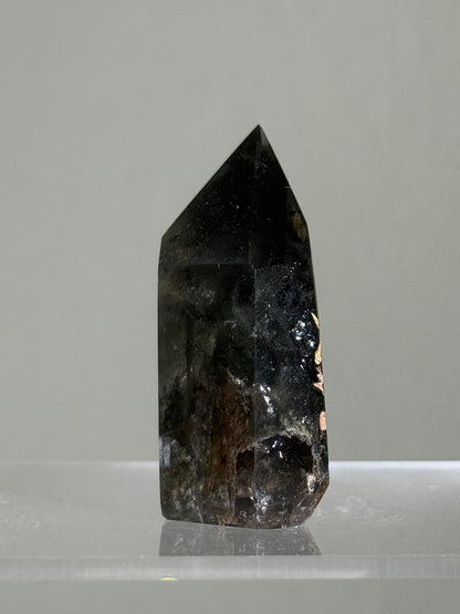 High Quality Water Clear Dark Green Phantom Chlorite Quartz Tower With Epidote, Zambia